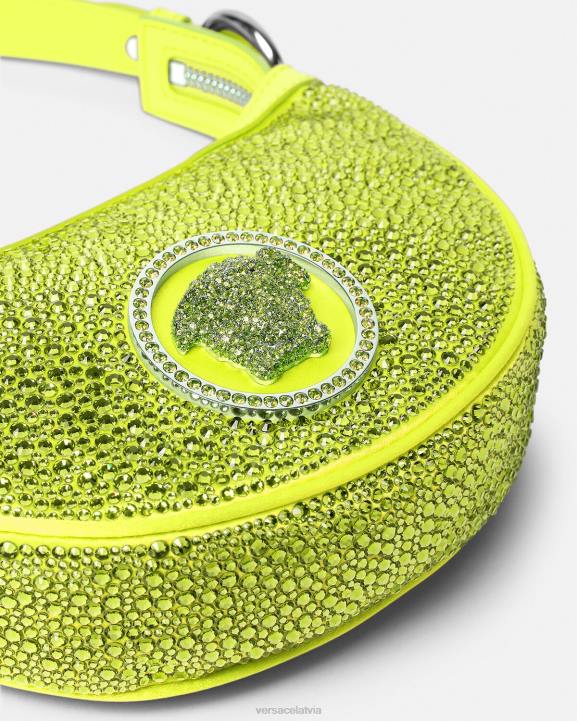 dzeltens somas Versace 806B293 sievietes kristāla atkārtojuma mini klaiņojoša soma