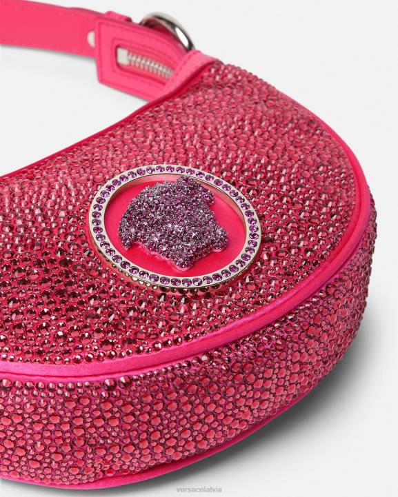 fuksija somas Versace 806B291 sievietes kristāla atkārtojuma mini klaiņojoša soma