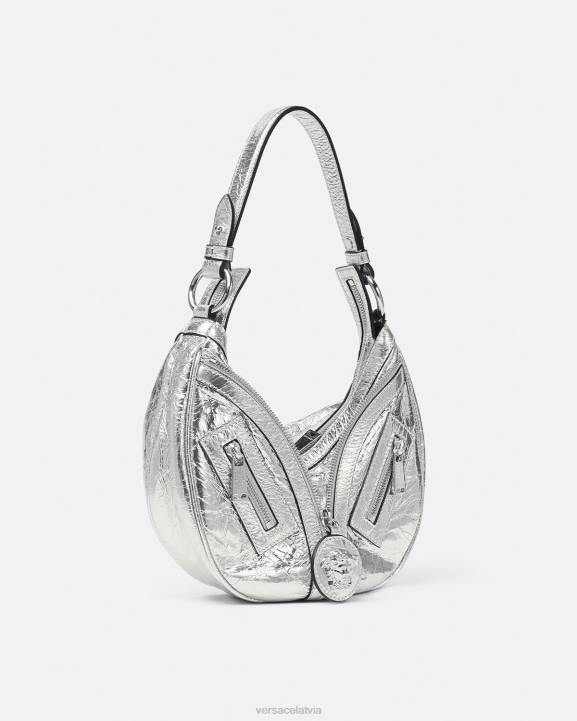 pelēks somas Versace 806B280 sievietes atkārtojiet metālisku mazu klaiņojošu somu