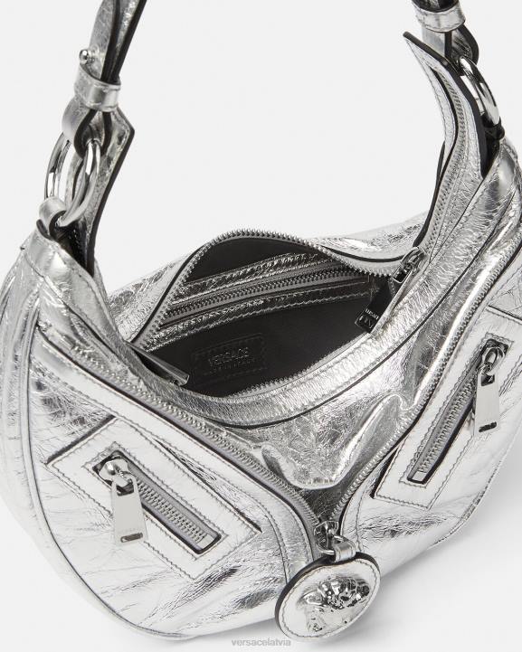 pelēks somas Versace 806B280 sievietes atkārtojiet metālisku mazu klaiņojošu somu