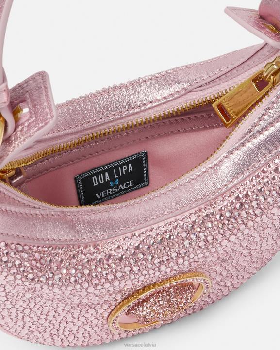 rozā somas Versace 806B275 sievietes kristāla atkārtojuma mini klaiņojoša soma