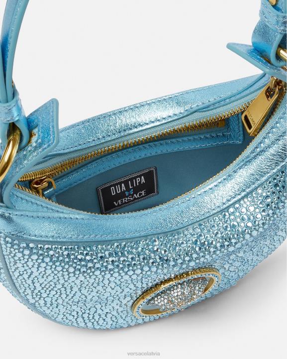 tirkīza somas Versace 806B276 sievietes kristāla atkārtojuma mini klaiņojoša soma