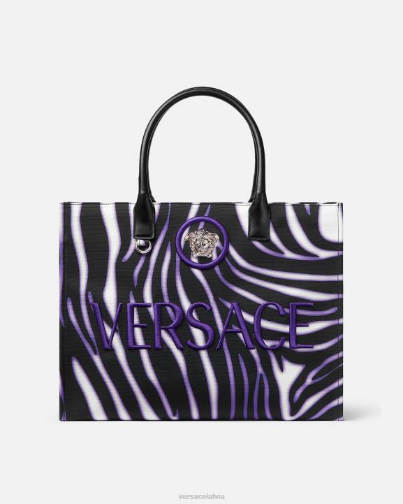 apdruka un violeta somas Versace 806B349 sievietes zebra liela bagāžas soma