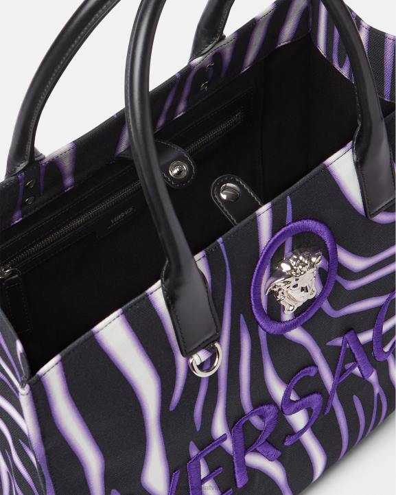 apdruka un violeta somas Versace 806B349 sievietes zebra liela bagāžas soma