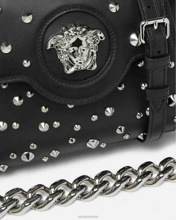 melns somas Versace 806B350 sievietes la medusa ķīļveida maza rokassomiņa