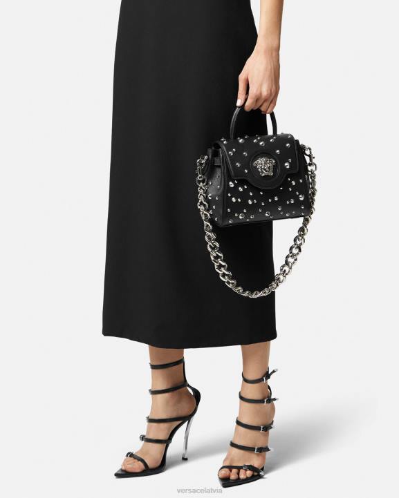 melns somas Versace 806B350 sievietes la medusa ķīļveida maza rokassomiņa