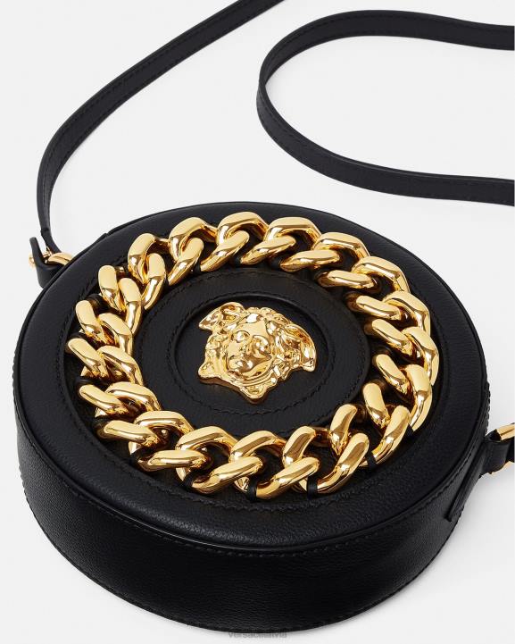 melns somas Versace 806B355 sievietes la medusa apaļa kameras soma
