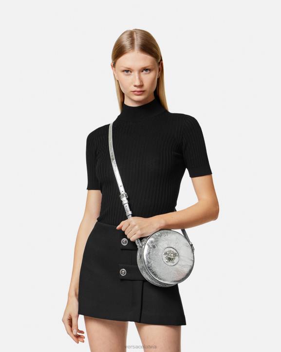 pelēks somas Versace 806B338 sievietes la medusa apaļa crossbody soma