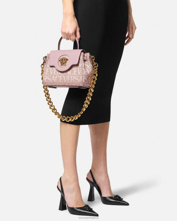 rozā un apdruka somas Versace 806B326 sievietes allover la medusa maza rokassomiņa