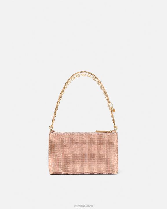 rozā somas Versace 806B381 sievietes kristāla metāla sieta sajūgs