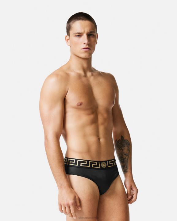 melns apakšveļa un pludmales apģērbs Versace 806B1815 vīriešiem greca border peldbikses