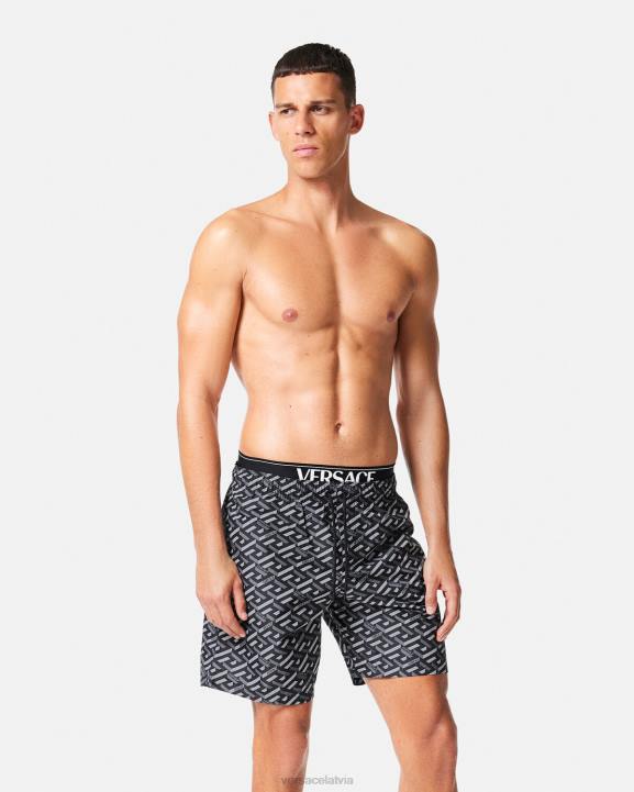 melns un pelēks apakšveļa un pludmales apģērbs Versace 806B1800 vīriešiem la greca dēļu šorti