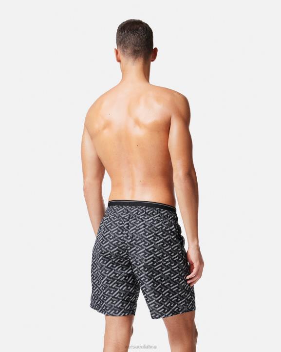 melns un pelēks apakšveļa un pludmales apģērbs Versace 806B1800 vīriešiem la greca dēļu šorti
