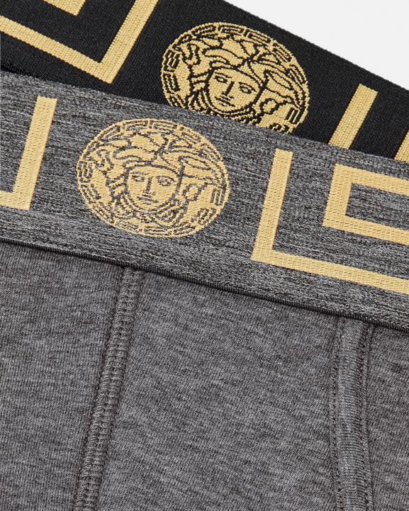 pelēks & melns apakšveļa un pludmales apģērbs Versace 806B1783 vīriešiem greca border biksītes 2 pac