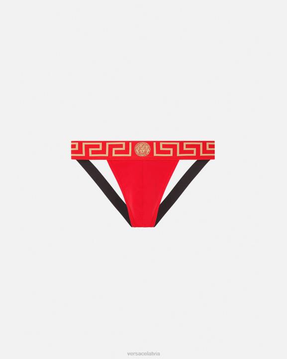 sarkans apakšveļa un pludmales apģērbs Versace 806B1775 vīriešiem greca border jockstrap