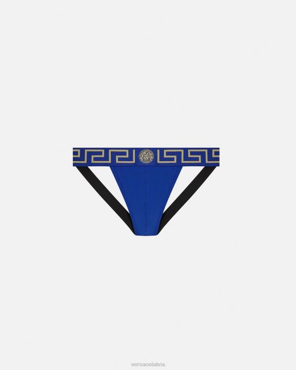 zils apakšveļa un pludmales apģērbs Versace 806B1777 vīriešiem greca border jockstrap