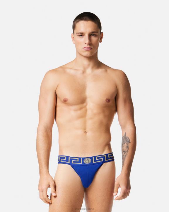 zils apakšveļa un pludmales apģērbs Versace 806B1777 vīriešiem greca border jockstrap