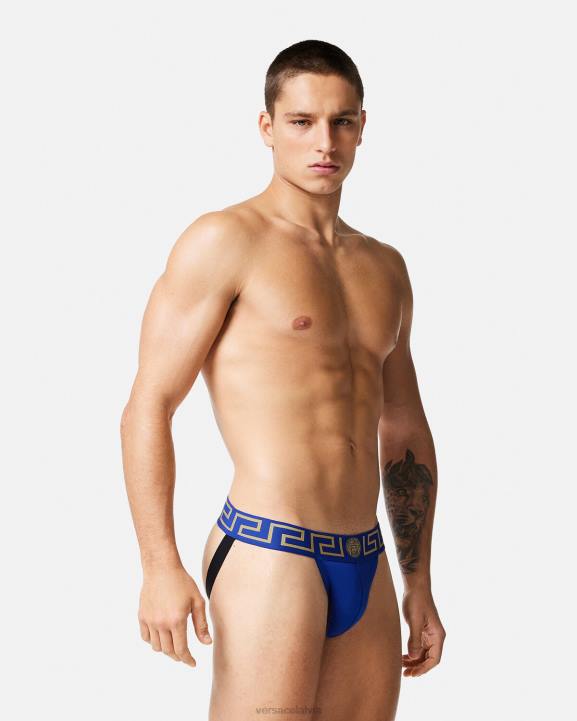 zils apakšveļa un pludmales apģērbs Versace 806B1777 vīriešiem greca border jockstrap