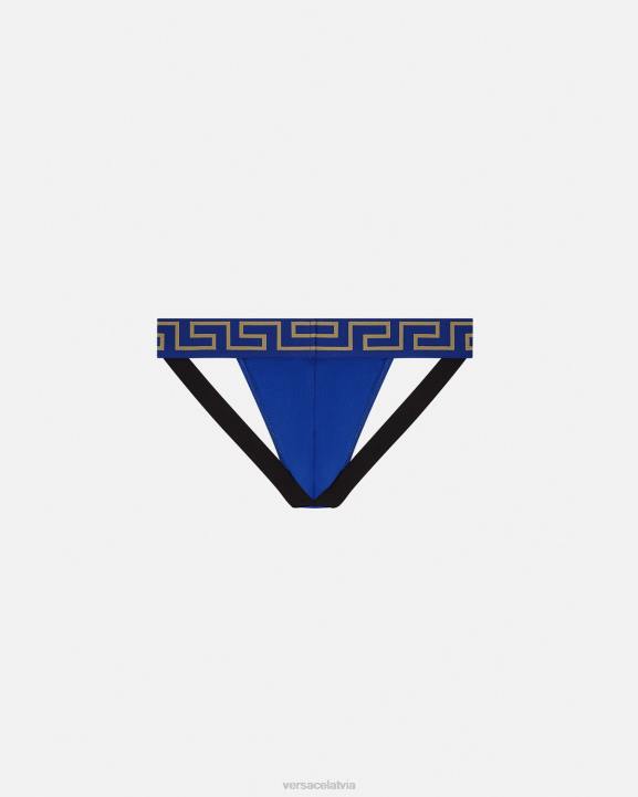 zils apakšveļa un pludmales apģērbs Versace 806B1777 vīriešiem greca border jockstrap