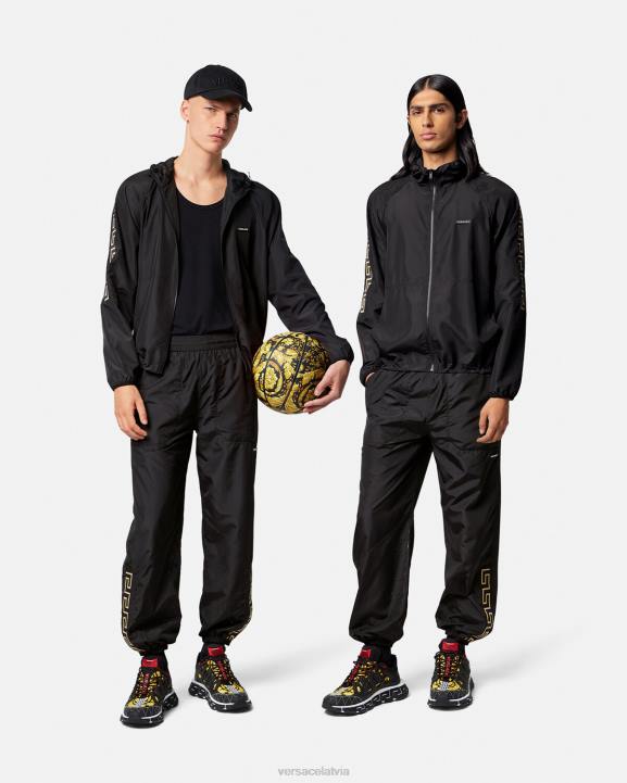 melns apģērbs Versace 806B1452 vīriešiem greca neilona trenažieru jaka