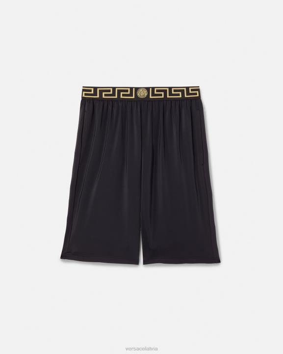 melns apģērbs Versace 806B1455 vīriešiem grekas apmales garie bordšorti