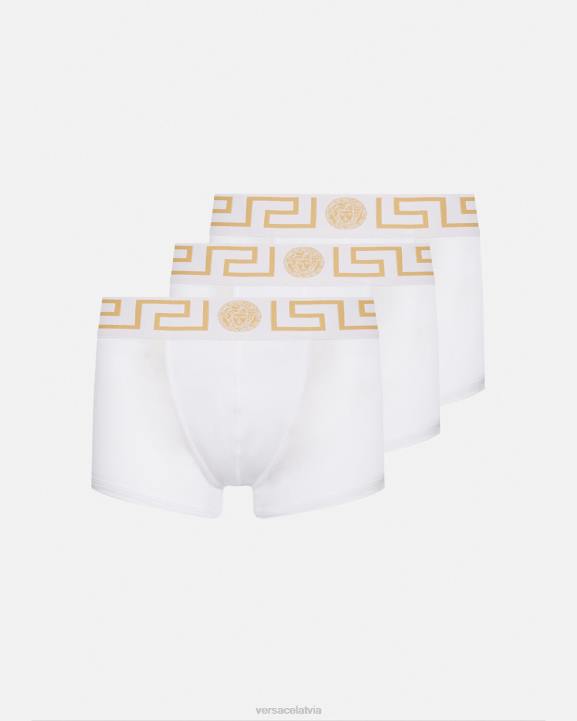 balts/zelts apakšveļa un pludmales apģērbs Versace 806B1749 vīriešiem greca border koferi 3-pac