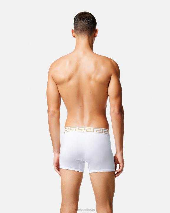 balts/zelts apakšveļa un pludmales apģērbs Versace 806B1762 vīriešiem greca border garie stumbri 2-pak