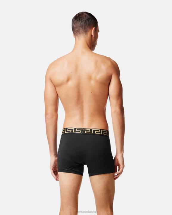 pelēks & melns apakšveļa un pludmales apģērbs Versace 806B1764 vīriešiem greca border garie stumbri 2-pak