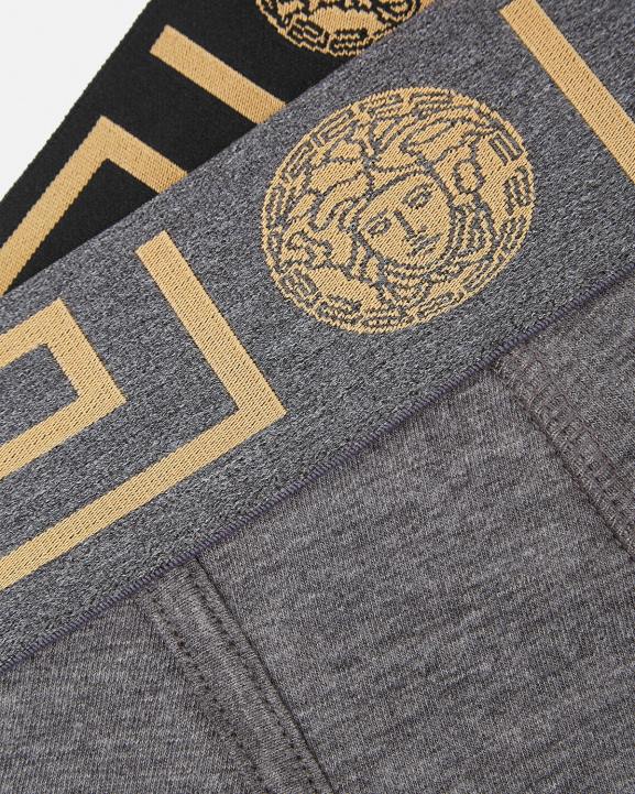 pelēks & melns apakšveļa un pludmales apģērbs Versace 806B1764 vīriešiem greca border garie stumbri 2-pak