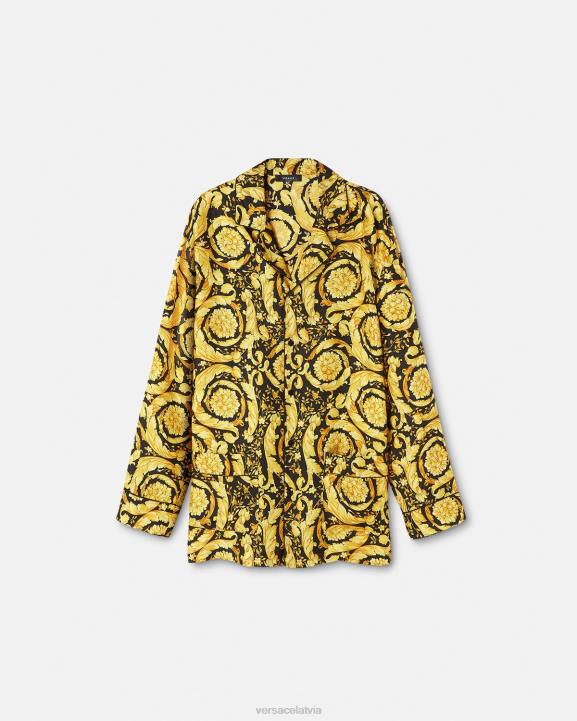 drukāt apakšveļa un pludmales apģērbs Versace 806B1735 vīriešiem baroka apdrukas zīda pidžamas krekls