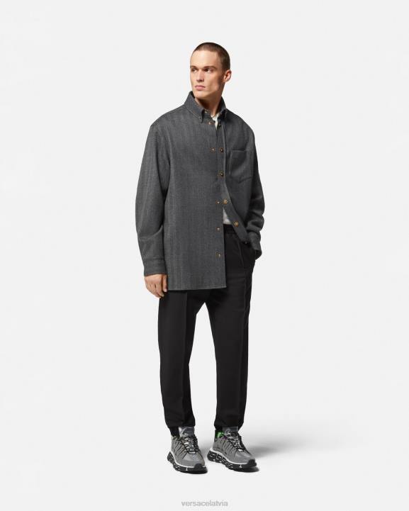 melns apģērbs Versace 806B1450 vīriešiem mohēras maisījuma skriešanas bikses