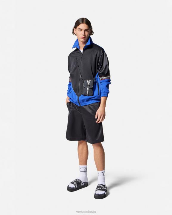 melns apģērbs Versace 806B2432 vīriešiem sviedru šorti ar logotipu