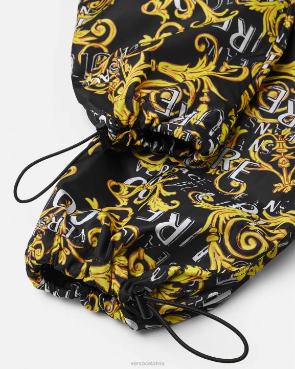 melns & zelts apģērbs Versace 806B2430 vīriešiem ar logotipu couture aukliņu bikses