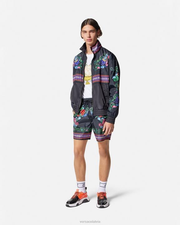 melns & zelts apģērbs Versace 806B2435 vīriešiem V-emblēmas dārza šorti