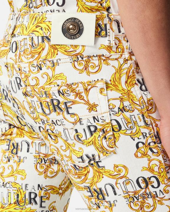 zelts un balts apģērbs Versace 806B2428 vīriešiem pieguļoši džinsi ar logotipu couture