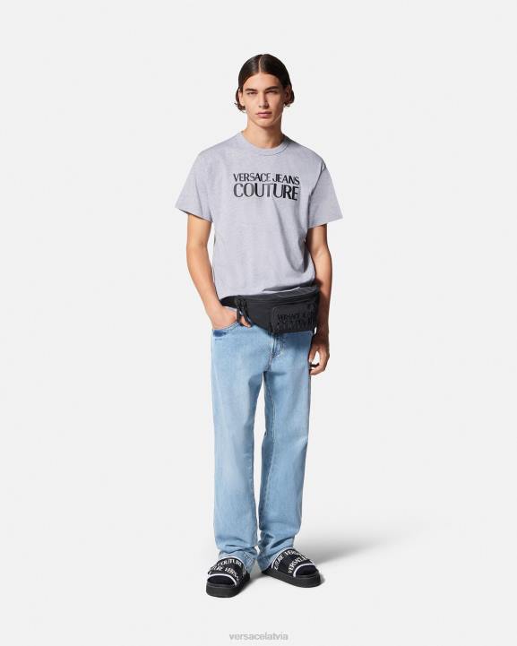 zils apģērbs Versace 806B2420 vīriešiem Džinsi ar logotipu jostasvietā