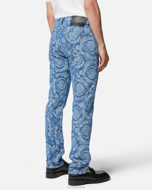 zils un apdrukāts apģērbs Versace 806B1448 vīriešiem baroka silueta džinsi