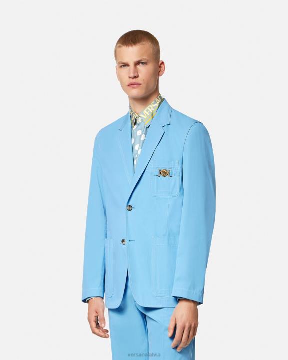 gaiši zils apģērbs Versace 806B1266 vīriešiem medusa biggie vienrindas žakete