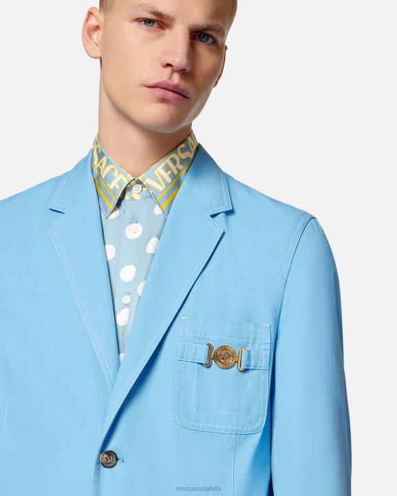 gaiši zils apģērbs Versace 806B1266 vīriešiem medusa biggie vienrindas žakete