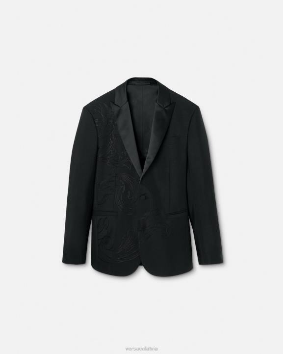 melns apģērbs Versace 806B1262 vīriešiem ar baroko izšūtu formālu žaketi