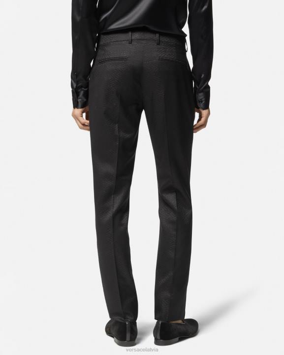 melns apģērbs Versace 806B1276 vīriešiem la greca žakarda bikses