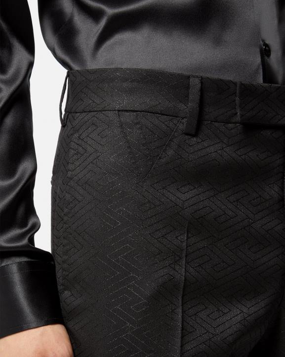 melns apģērbs Versace 806B1276 vīriešiem la greca žakarda bikses