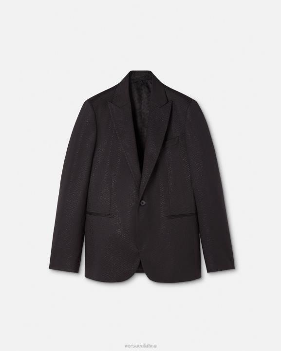 melns apģērbs Versace 806B1277 vīriešiem la greca žakarda bleizeris