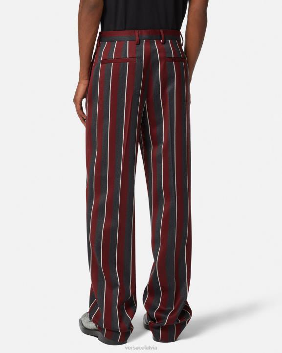 sarkans & pelēks apģērbs Versace 806B1270 vīriešiem svītrainām vilnas bikses