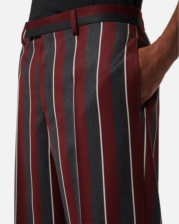 sarkans & pelēks apģērbs Versace 806B1270 vīriešiem svītrainām vilnas bikses