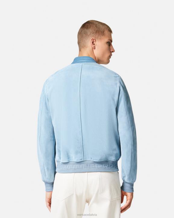 gaiši zils apģērbs Versace 806B1223 vīriešiem jūras gliemežvāku baroka logo zamšādas jaka