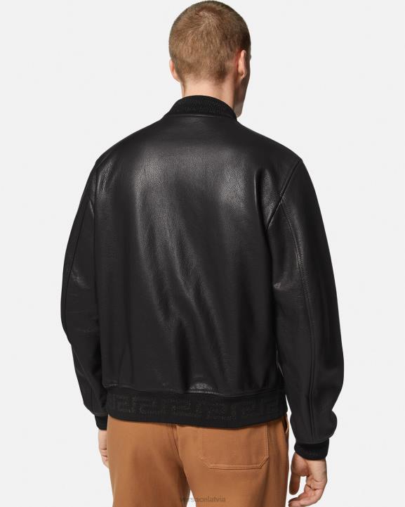 melns apģērbs Versace 806B1225 vīriešiem greca ādas bomber jaka