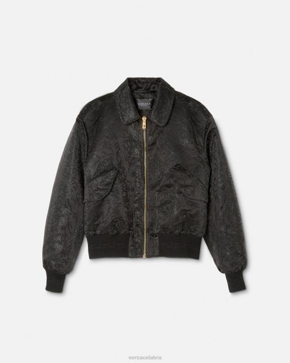 melns apģērbs Versace 806B1226 vīriešiem izrotāta baroka silueta bomber jaka
