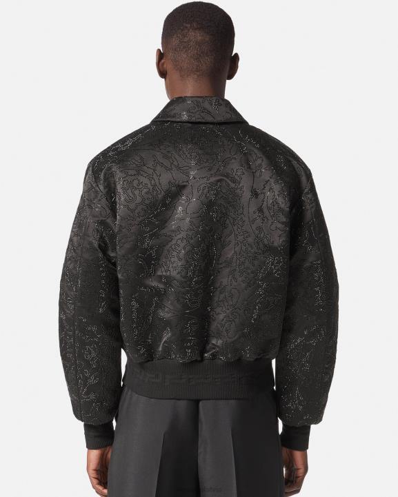 melns apģērbs Versace 806B1226 vīriešiem izrotāta baroka silueta bomber jaka