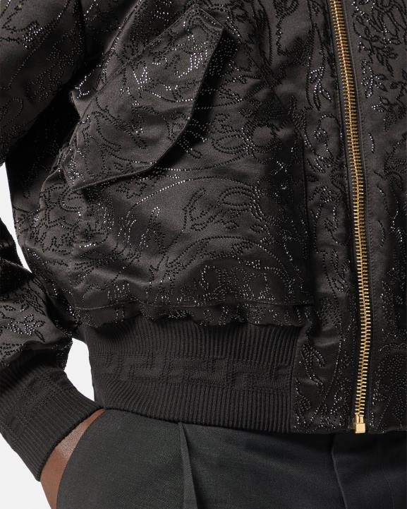 melns apģērbs Versace 806B1226 vīriešiem izrotāta baroka silueta bomber jaka